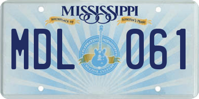 MS license plate MDL061