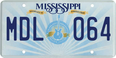 MS license plate MDL064