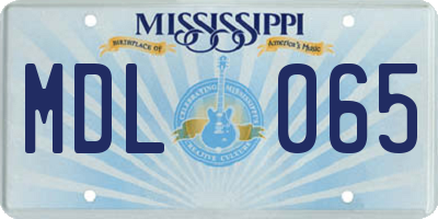 MS license plate MDL065