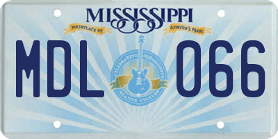 MS license plate MDL066