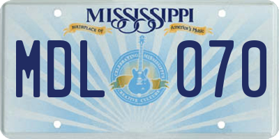 MS license plate MDL070