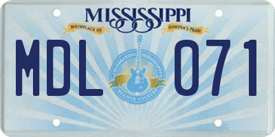 MS license plate MDL071