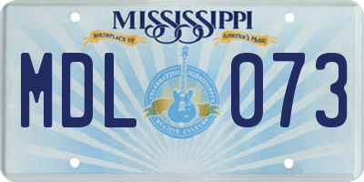 MS license plate MDL073