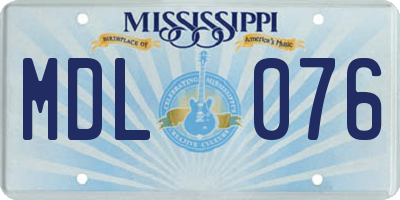 MS license plate MDL076