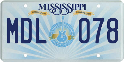 MS license plate MDL078