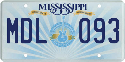 MS license plate MDL093