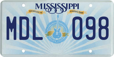 MS license plate MDL098