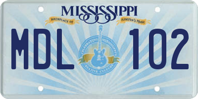 MS license plate MDL102