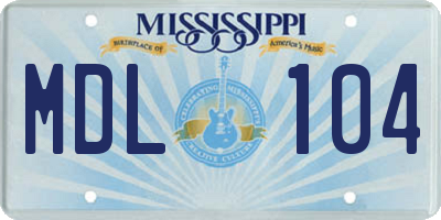 MS license plate MDL104