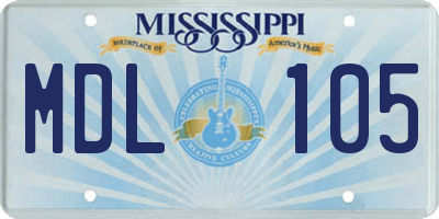 MS license plate MDL105