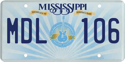 MS license plate MDL106
