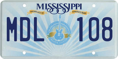 MS license plate MDL108