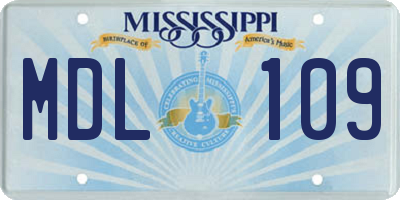 MS license plate MDL109