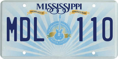 MS license plate MDL110