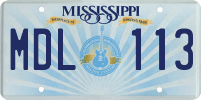 MS license plate MDL113