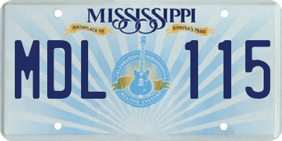MS license plate MDL115