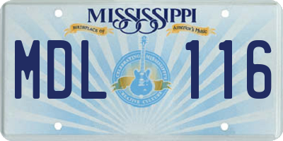 MS license plate MDL116