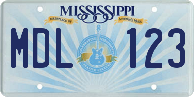 MS license plate MDL123