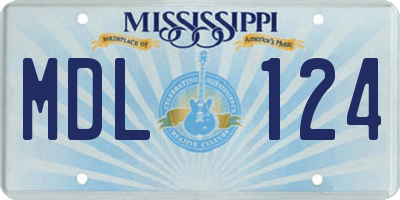 MS license plate MDL124