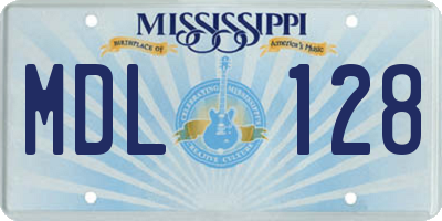 MS license plate MDL128