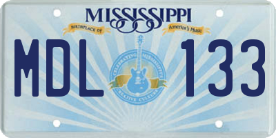 MS license plate MDL133