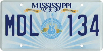 MS license plate MDL134