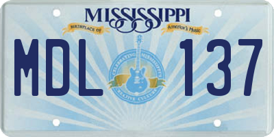 MS license plate MDL137