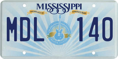 MS license plate MDL140