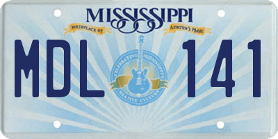 MS license plate MDL141