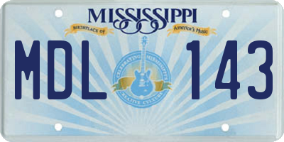 MS license plate MDL143