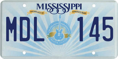 MS license plate MDL145