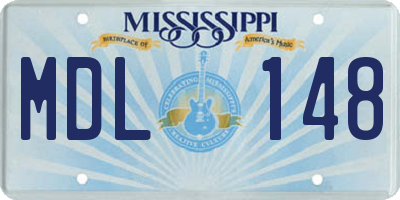 MS license plate MDL148