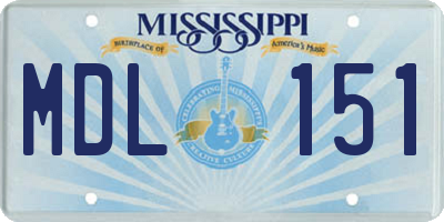MS license plate MDL151
