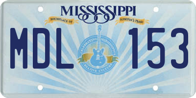 MS license plate MDL153