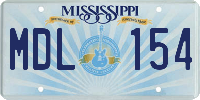 MS license plate MDL154