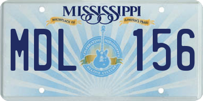 MS license plate MDL156