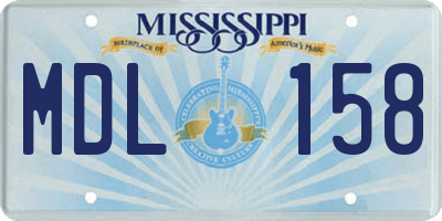 MS license plate MDL158