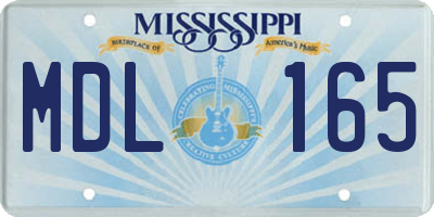 MS license plate MDL165