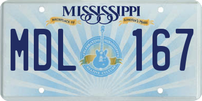 MS license plate MDL167