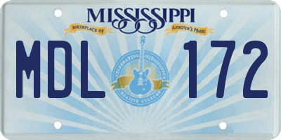 MS license plate MDL172