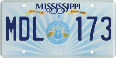 MS license plate MDL173