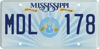 MS license plate MDL178