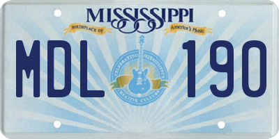 MS license plate MDL190
