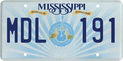 MS license plate MDL191