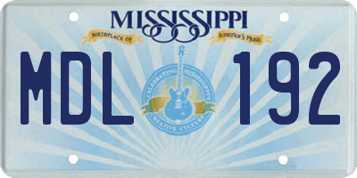 MS license plate MDL192