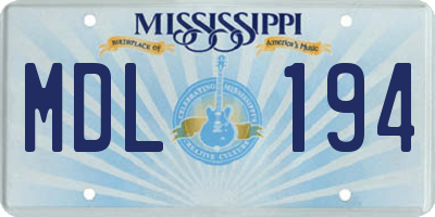 MS license plate MDL194