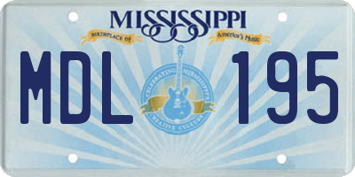 MS license plate MDL195