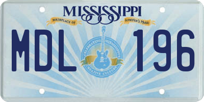 MS license plate MDL196