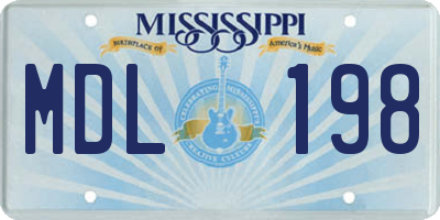 MS license plate MDL198