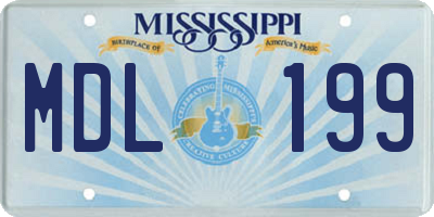 MS license plate MDL199